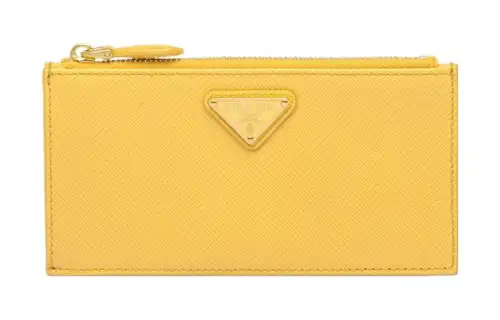 PRADA Saffiano Leather Card Holder Women's Sunlight Yellow