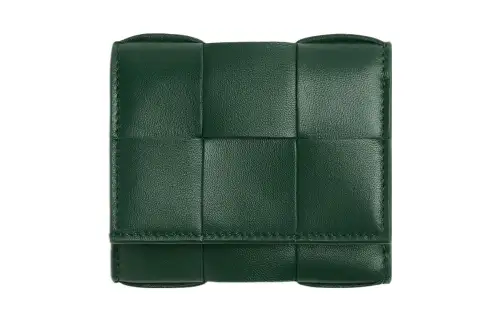 Bottega Veneta Lambskin With Calfskin Wallet Women's Dark Green