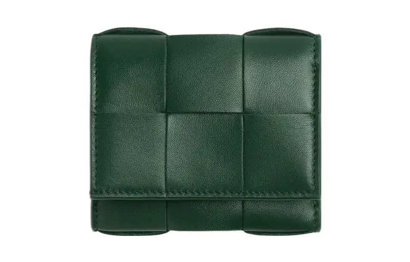 Bottega Veneta Lambskin With Calfskin Wallet Women's Dark Green