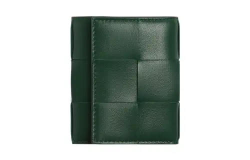 Bottega Veneta Cow Leather Wallet Women's Dark Green