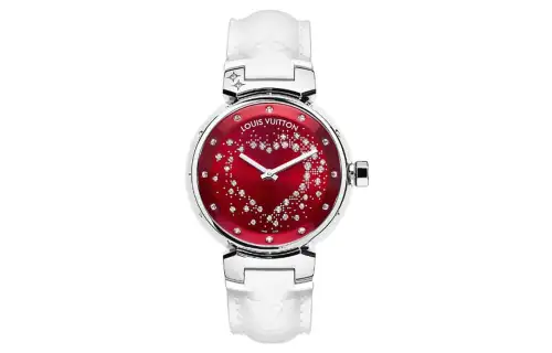 LOUIS VUITTON Wrist Watches Quartz Movement Leather Strap Red Watch Dial Women's Watch ['100', 301050]m Waterproof