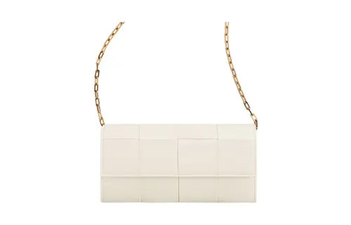 Bottega Veneta CASSETTE Cow Leather Wallet Women's Chalk White