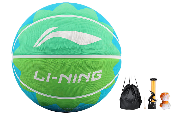 Li Ning Rubber Basketball Light Green Size 7 Ball Training Unisex
