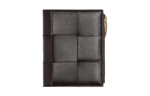 Bottega Veneta Sheepskin Wallet Small Women's Dark Chocolate