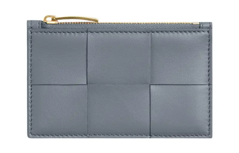 Bottega Veneta Lambskin Card Holder, Wallet Women's Gray
