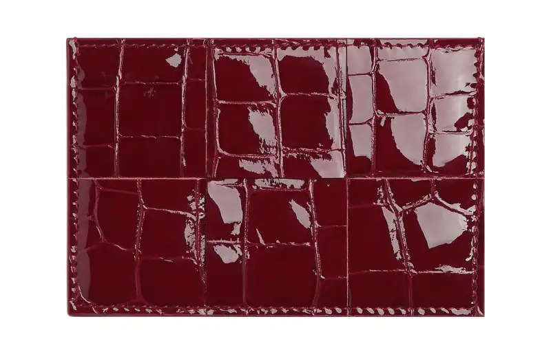 Bottega Veneta Shiny Sheepskin Card Holder, Wallet Women's Cherry Red