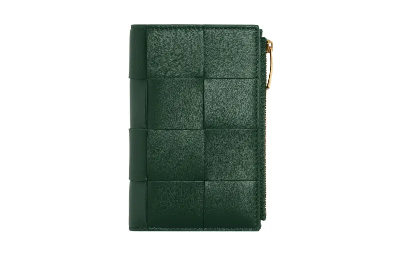 Bottega Veneta Lambskin Wallet Medium Women's Rainforest Green