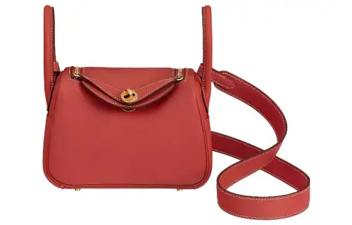 HERMES Lindy Swift Calfskin Crossbody Bags 19 Women's 9M Sanguine Bright Red