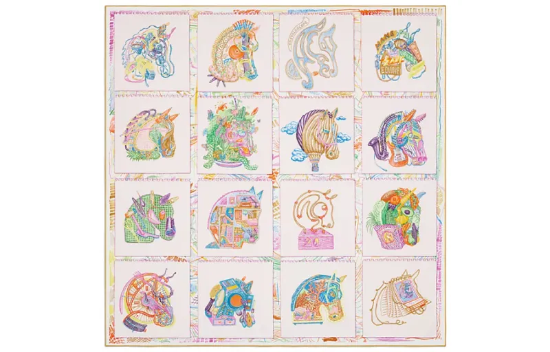 HERMES Chevaloscope Scarves Unisex Multicolor