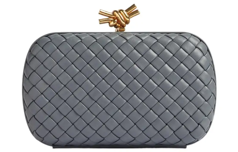 Bottega Veneta KNOT Lambskin Golden Mouth Bag Evening Clutch Bag Women's Gray