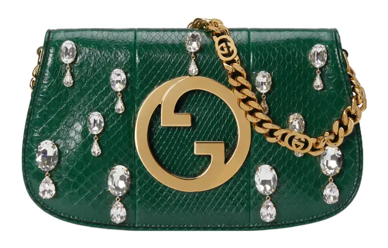 GUCCI Blondie Python Skin Crossbody Bag, Shoulder Bag Women's Green