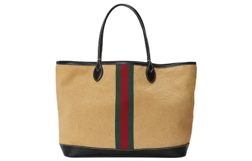 GUCCI Ophidia Canvas With Leather Trim Tote Bag, Shopping Bag, Handbag Large Men's Light Umber