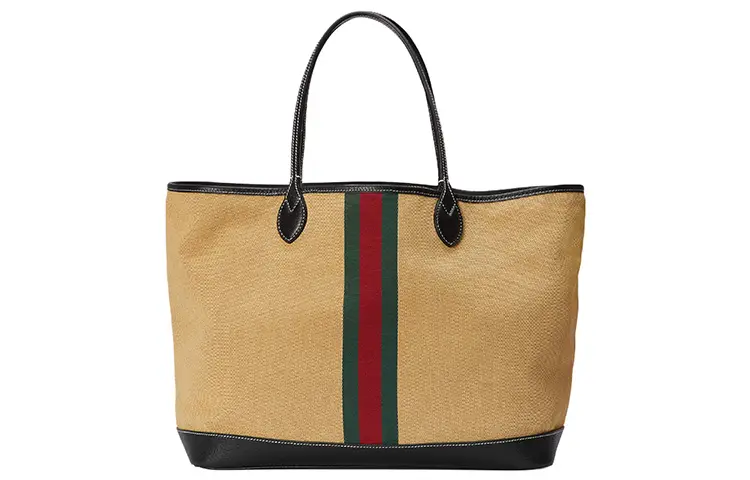 GUCCI Ophidia Canvas With Leather Trim Tote Bag, Shopping Bag, Handbag Large Men's Light Umber