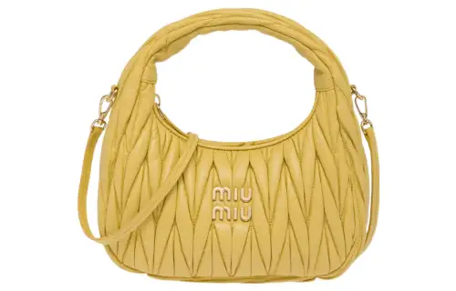 MIU MIU Wander Soft Sheep Leather Hobo Bag, Crescent Bag, Shoulder Bag, Crossbody Bag, Handbag Small Women's