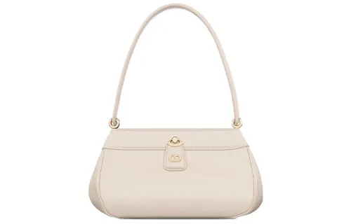DIOR Key Gold tone Lock Smooth Cow Leather Shoulder Bag, Handbag Small Women's Gray Ivory