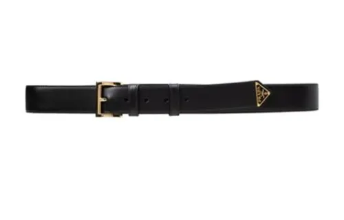 PRADA Logo Plaque Square Buckle Belt