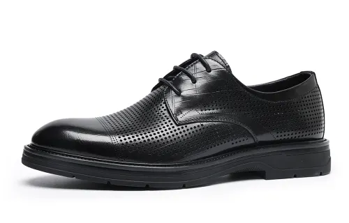 Qianbaidu C°BANNER first layer cowhide business fashion breathable formal leather shoes men's black