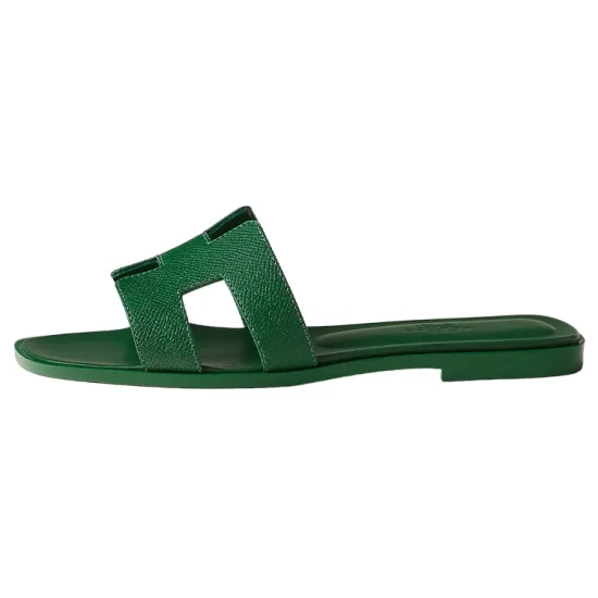 HERMES Oran Slide Slippers Women's Green