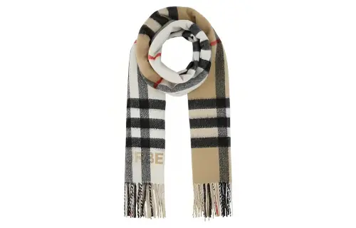 Burberry Checked Pattern Fringe Detailed Scarf
