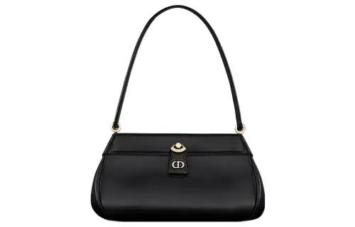 DIOR Key Gold tone Lock Smooth Cow Leather Shoulder Bag, Handbag Small Women's Black