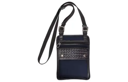 Bottega Veneta Canvas With Leather Crossbody Bag, Shoulder Bag Men's Blue