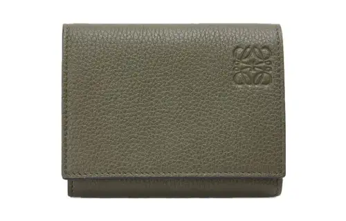 LOEWE Soft Grain Calfskin Wallet Men's Khaki Green