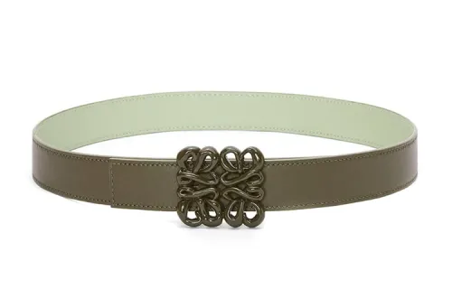 LOEWE Smooth Buckle Cow Leather Belts Women's Green 2cm