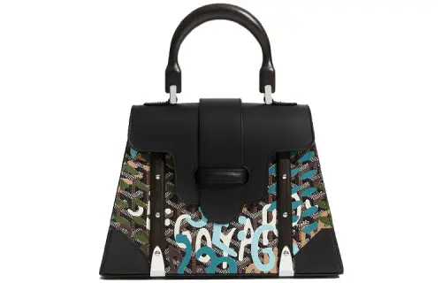 GOYARD Saigon Canvas With Leather Shoulder Bag, Crossbody Bag, Handbag Small Women's Black/Blue