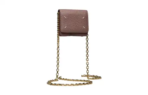 Maison Margiela Grain Leather Chain Wallet Women's Leather Pink