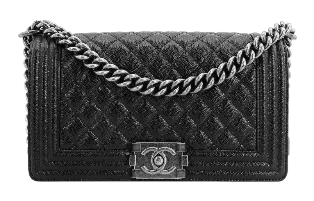 CHANEL LEBOY Calfskin Shoulder Bag, Crossbody Bag Medium Women's Black