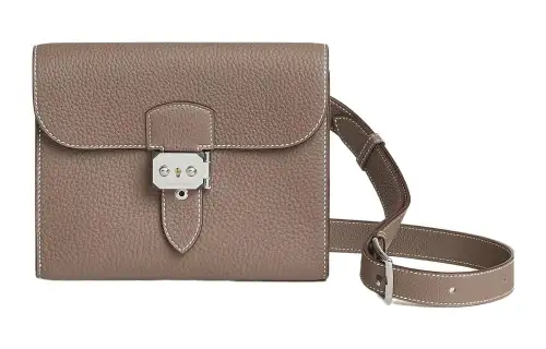 HERMES Sac A Depeches Togo Calfskin Messenger Bag, Crossbody Bag, Shoulder Bag Men's 18 Etoupe Elephant Gray