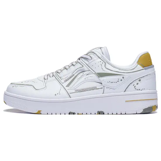 LINING Tianji Series Skateboard Shoes Men Low-Top White Gold