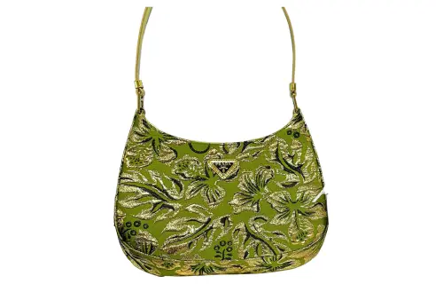 PRADA Cleo Nylon With Leather Crescent Shoulder Bag, Handbag Regular Women's Green