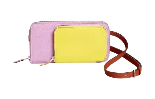HERMES Nouveau To Go Epsom Calfskin With Swift Calfskin Wallet Women's Mallow Purple & Lime