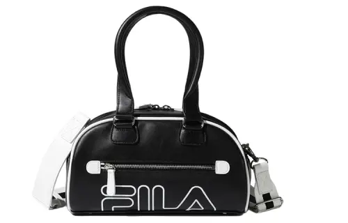 FILA Leather Bowling Bag, Shoulder Bag, Crossbody Bag, Handbag Regular Unisex Black