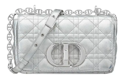 DIOR Metallic Finish Sheepskin Crossbody Bag, Shoulder Bag Women's Silver