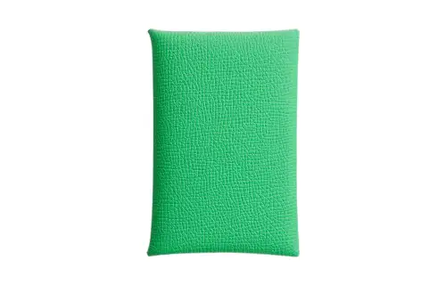 HERMES Calvi Epsom Calfskin Card Holder Women's Comic Green