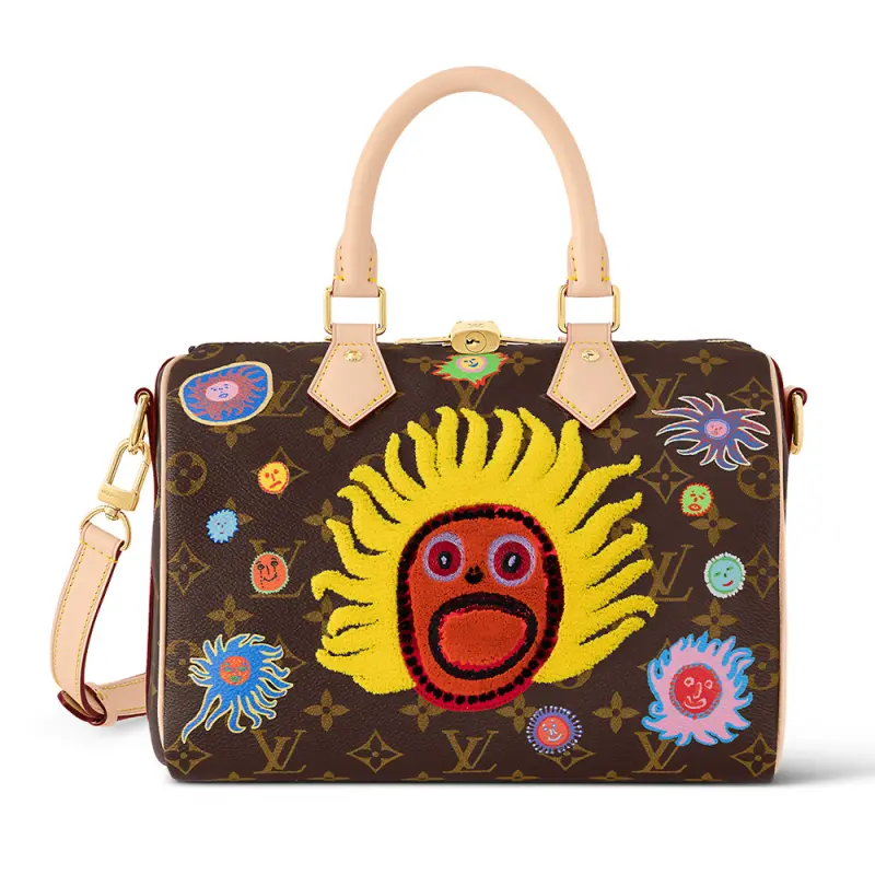 LOUIS VUITTON Lv X Yk Speedy Bandouliere 25 Face Print And Embroidery
