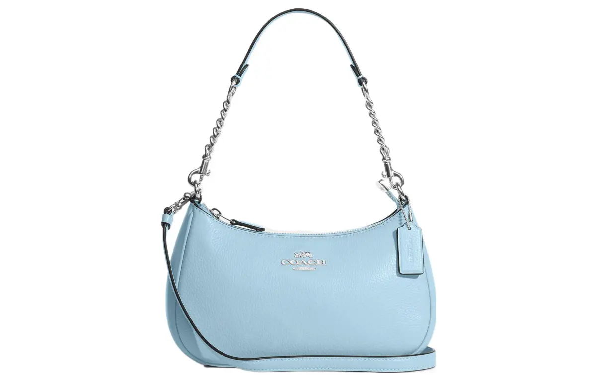 COACH Teri Pebble Texture Cow Leather Crescent Bag, Shoulder Bag, Portable Crossbody Bag, Shoulder Bag Women's Blue
