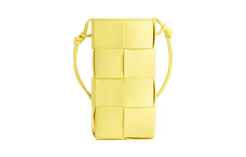 Bottega Veneta CASSETTE Cow Leather One Shoulder Crossbody Cell Phone Pouch Women's Jelly Yellow