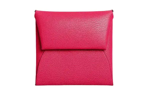 HERMES Bastia Chamkila Goat Skin Coin Purse Wallet Women's I6 Rose Extreme Pink
