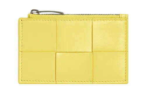 Bottega Veneta Sheepskin Card Holder, Wallet Women's Jelly Yellow