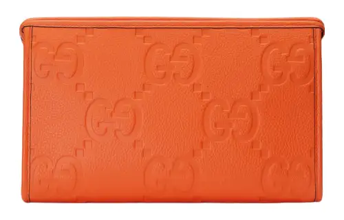 GUCCI Jumbo GG Leather Clutch Men's Orange
