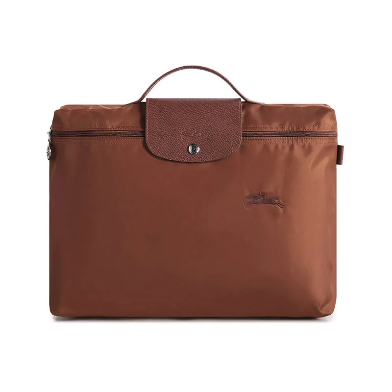 LONGCHAMP Le Pliage Green Recycled Canvas With Leather Trim Canvas Bag, Handbag, Briefcase Men's Brown