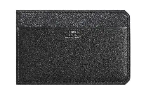 HERMES City Evergrain & Evercolor Calfskin Card Holder Unisex Black & Lead Gray