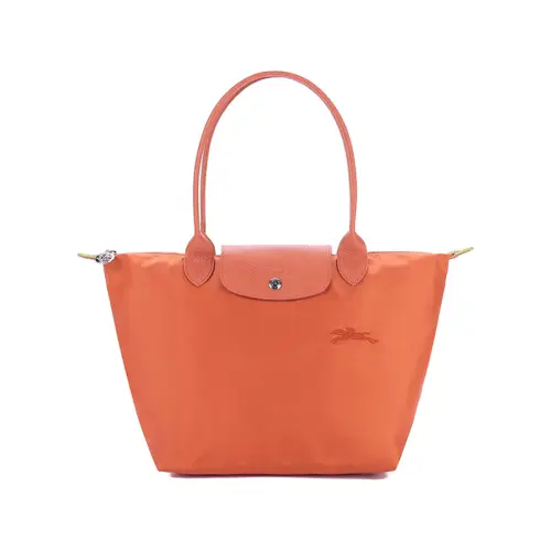 LONGCHAMP Le Pliage Green Cow Leather Trim Dumpling Bag Handbag, Shoulder Bag Small Women's Carrot