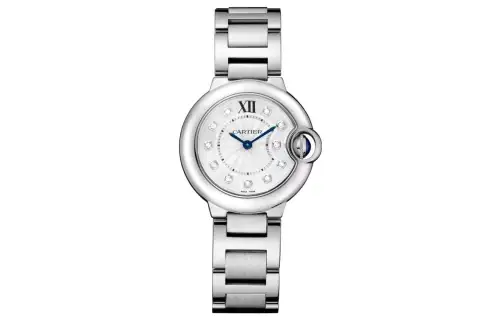CARTIER Blue Balloon Collection Quartz Movement 30m Waterproof Women's Watch 28mm Silver Dial