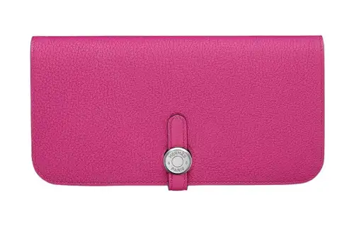 HERMES Dogon Togo Calfskin Wallet Women's L3 Rose Purple Rose