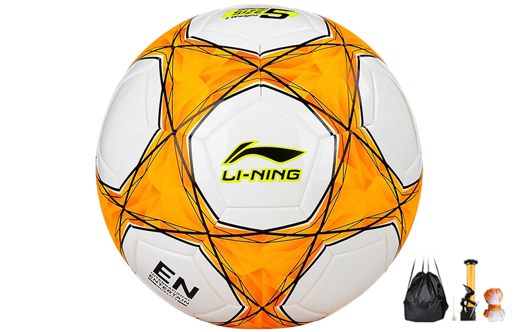 Li Ning Size 5 Soccer Ball PVC Seamless Thermal bonding Unisex Orange White