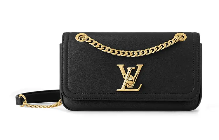 LOUIS VUITTON Grained Calfskin Chain Bag, Portable Crossbody Bag, Shoulder Bag Women's Black